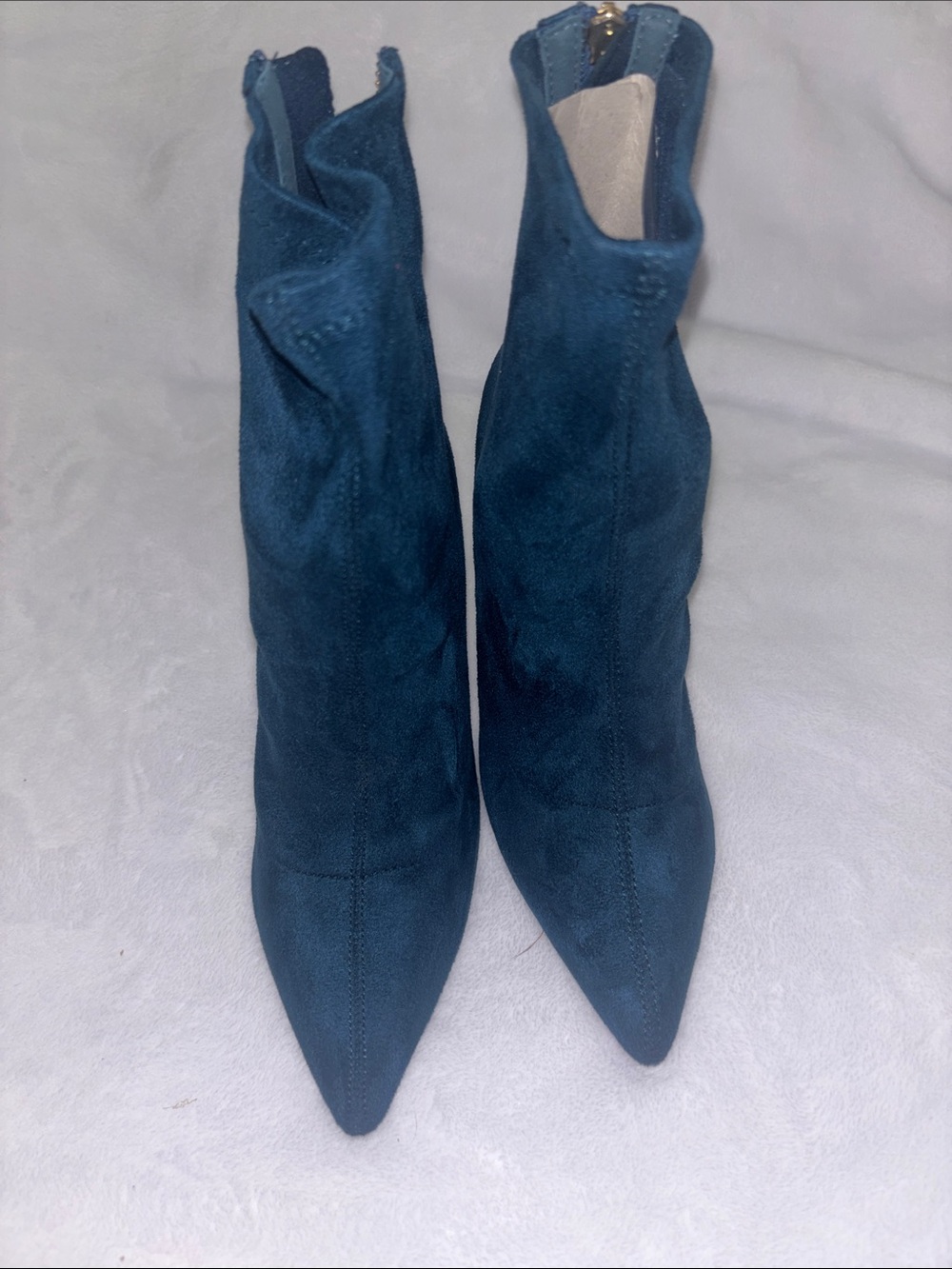 Women's Teal Suede Pointed-Toe Ankle Boots